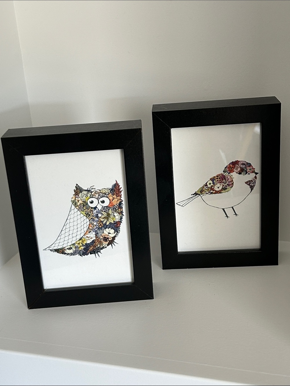 Framed Prints Owl & Chickadee Set